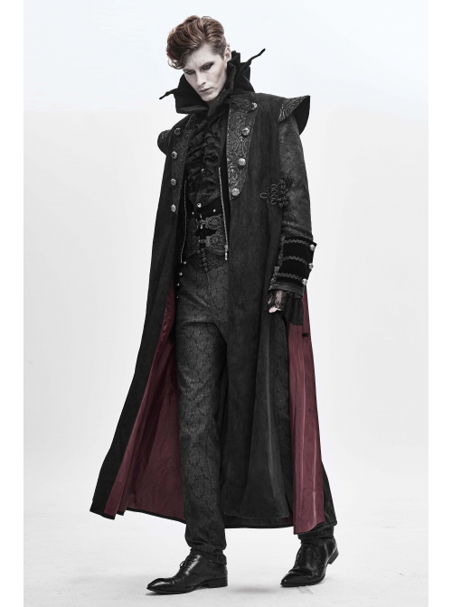 Stand-Up Collar Two-Way Black Gothic Suede Loose Long Waistcoat