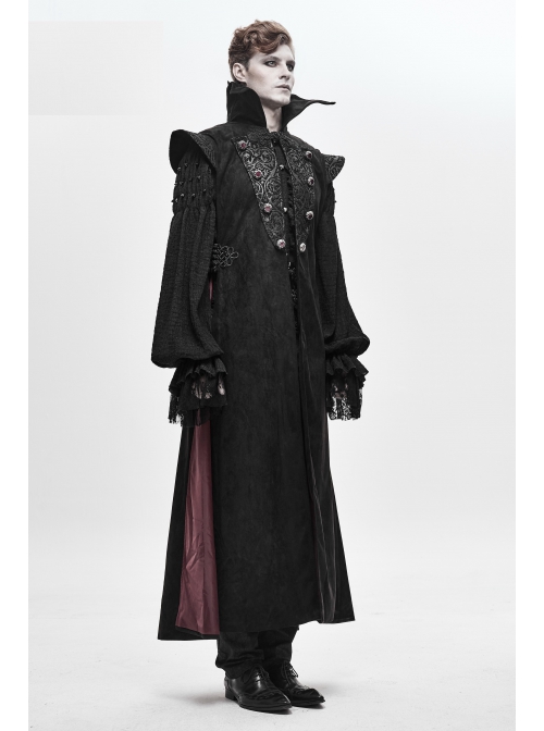 Stand-Up Collar Two-Way Black Gothic Suede Loose Long Waistcoat