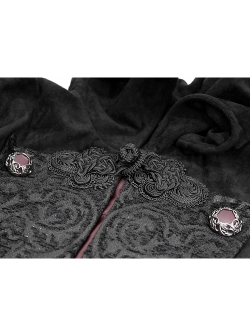 Stand-Up Collar Two-Way Black Gothic Suede Loose Long Waistcoat