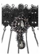 Women Black Lace Metal Chain Bracelet Decoration Finger Stall