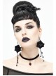 Black Rose Silver Gothic Long Earrings