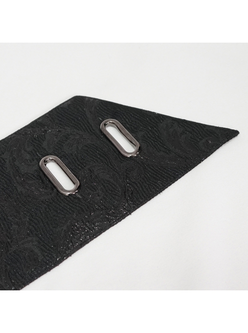 Black Three-Dimensional Jacquard Elliptical Hole Bandage Gothic Girdle