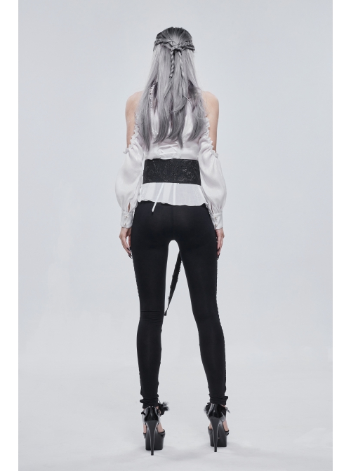 Black Three-Dimensional Jacquard Elliptical Hole Bandage Gothic Girdle
