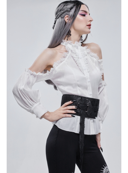Black Three-Dimensional Jacquard Elliptical Hole Bandage Gothic Girdle
