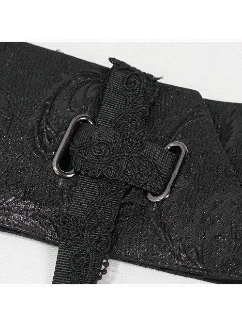 Black Three-Dimensional Jacquard Elliptical Hole Bandage Gothic Girdle
