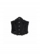 Gothic Black Pattern Leather Front Metal Button Back Tie Rope Female Girdle