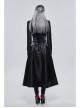 Gothic Black Pattern Leather Front Metal Button Back Tie Rope Female Girdle