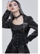 Gothic Black Pattern Leather Front Metal Button Back Tie Rope Female Girdle