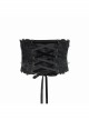 Gothic Black Pattern Leather Front Metal Button Back Tie Rope Female Girdle
