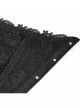 Gothic Black Pattern Leather Front Metal Button Back Tie Rope Female Girdle