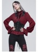 Gothic Black Pattern Leather Front Metal Button Back Tie Rope Female Girdle