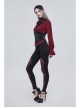 Gothic Black Pattern Leather Front Metal Button Back Tie Rope Female Girdle