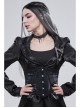 Gothic Black Pattern Leather Front Metal Button Back Tie Rope Female Girdle