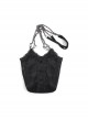 Black Gothic Lace Applique One Shoulder Metal Chain Fashion Women Bag
