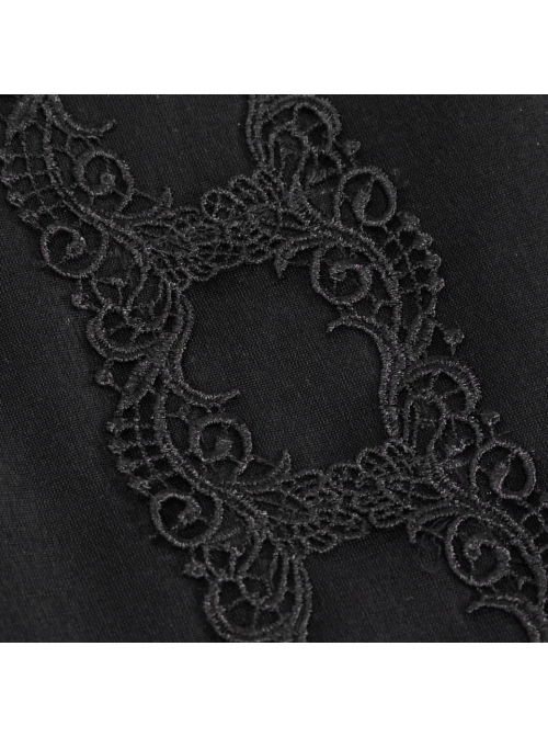 Black Gothic Lace Applique One Shoulder Metal Chain Fashion Women Bag