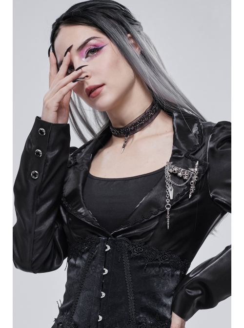 Punk Metal Skull Chain Pendant White Brooch