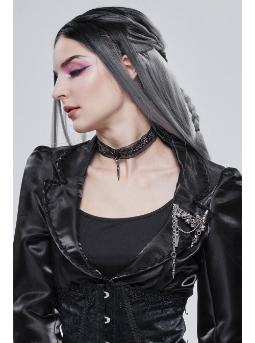 Punk Metal Skull Chain Pendant White Brooch