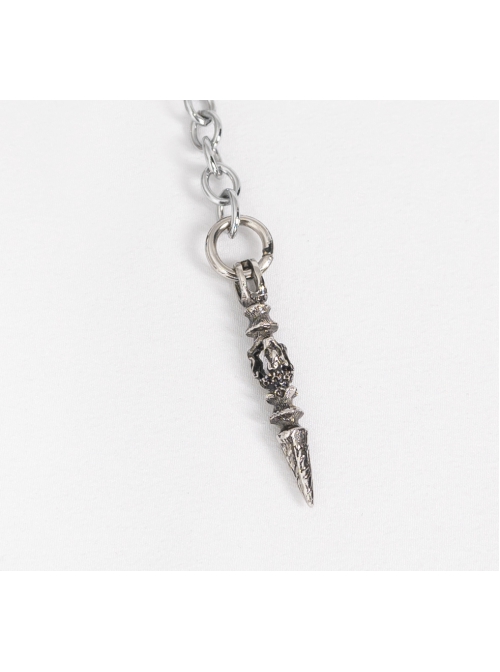 Punk Metal Skull Chain Pendant White Brooch