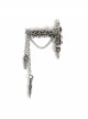 Punk Metal Skull Chain Pendant White Brooch