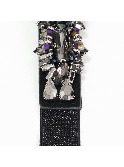 Gothic Colored Diamond Tassel Pendant Elastic Black Thin Belt