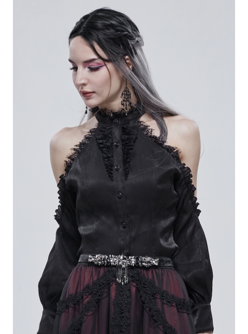 Gothic Colored Diamond Tassel Pendant Elastic Black Thin Belt