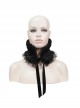 Black Particle Plush Removable Lace Front Tie Rope Gothic Scarf