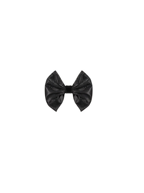 Black Gothic Pattern Flocking Bow Bandage Tie