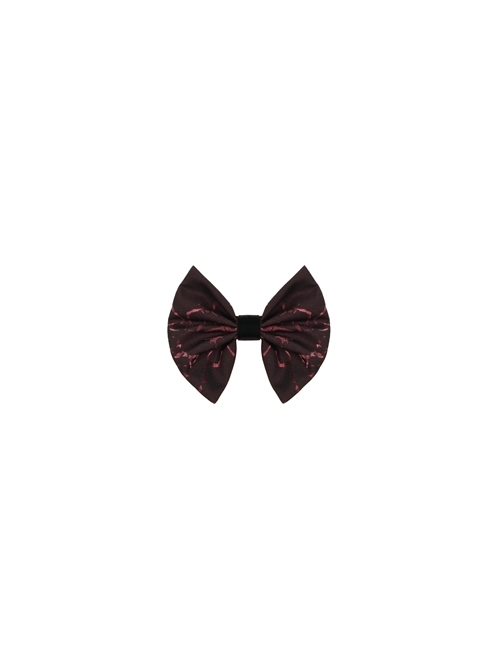 Wine Red Gothic Pattern Flocking Bow Bandage Tie