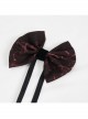 Wine Red Gothic Pattern Flocking Bow Bandage Tie