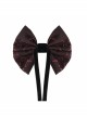 Wine Red Gothic Pattern Flocking Bow Bandage Tie