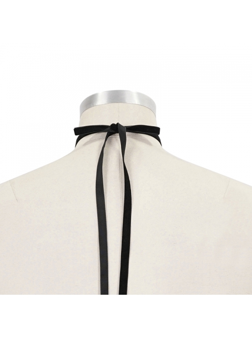Wine Red Gothic Pattern Flocking Bow Bandage Tie