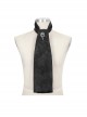 Black Gothic Pattern Woven Scarf With Jewel Brooch