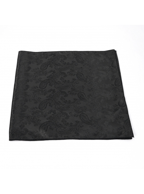 Black Gothic Pattern Woven Scarf With Jewel Brooch