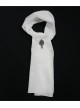 White Gothic Pattern Woven Scarf With Jewel Brooch