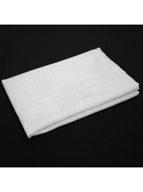 White Gothic Pattern Woven Scarf With Jewel Brooch