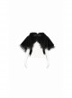 Black Grain Plush Hooded Feather Edging Short Front And Long Back Gothic Cape