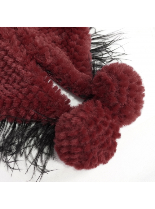 Red Grain Plush Hooded Feather Edging Short Front And Long Back Gothic Cape