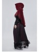 Red Grain Plush Hooded Feather Edging Short Front And Long Back Gothic Cape