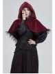 Red Grain Plush Hooded Feather Edging Short Front And Long Back Gothic Cape