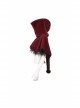 Red Grain Plush Hooded Feather Edging Short Front And Long Back Gothic Cape