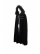 Black Gothic Fleece Collar Metal Buttons Long Cape
