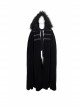 Black Gothic Fleece Collar Metal Buttons Long Cape