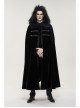 Black Gothic Fleece Collar Metal Buttons Long Cape