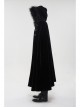 Black Gothic Fleece Collar Metal Buttons Long Cape