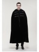 Black Gothic Fleece Collar Metal Buttons Long Cape