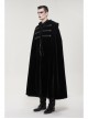 Black Gothic Fleece Collar Metal Buttons Long Cape