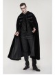 Black Gothic Fleece Collar Metal Buttons Long Cape
