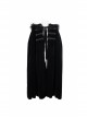 Black Gothic Fleece Collar Metal Buttons Long Cape
