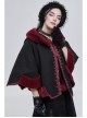 Black Gothic Petal-Shaped Double-Faced Contrast Women Wool Hooded Shawl