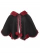 Black Gothic Petal-Shaped Double-Faced Contrast Women Wool Hooded Shawl